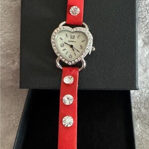 ❤️ Geneva Red Heart Women's Watch with Crystal Accents. Brand New … and Cute! 🤗